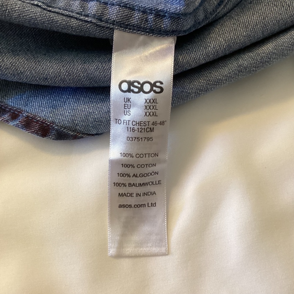 Men’s ASOS BLUE n PURPLE LONG SLEEVE BUTTON DOWN XXXL SHIRT EUC - Picture 4 of 7